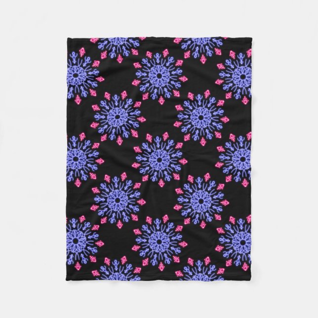 Couverture Polaire Fleur de néon bleu et rouge (Devant)