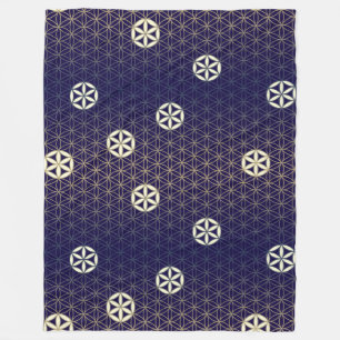 Couverture Polaire Fleur de vie - motif sans soudure - beige bleu