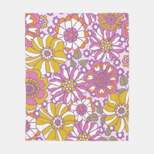 Couverture Polaire Fleur des années 60 rétro. Motif d'illustration vi
