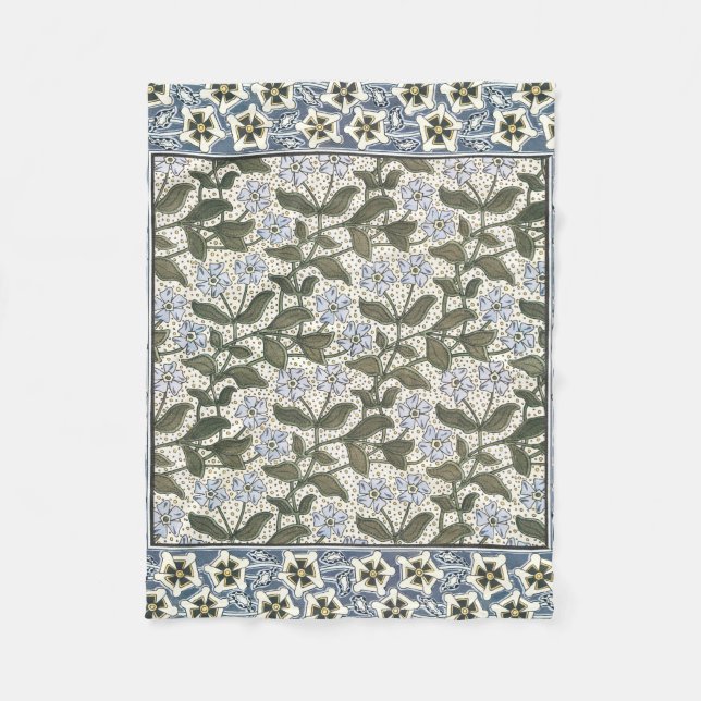 Couverture Polaire Fleur d'été de Pervenche Art Nouveau Botanique (Devant)
