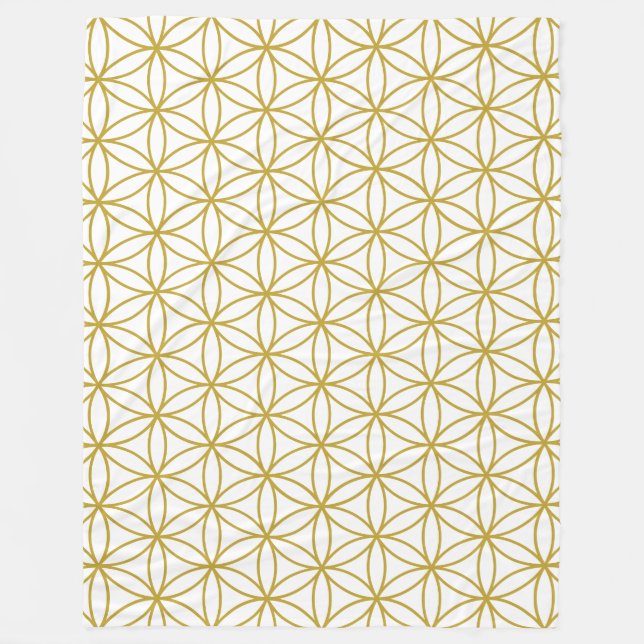 Couverture Polaire Fleur d'or de motif de la vie (Devant)