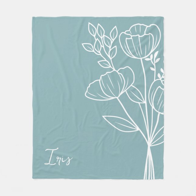 Couverture Polaire Fleur du mois de naissance, août Nom de calligraph (Devant)