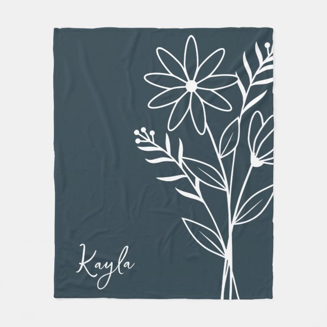 Couverture Polaire Fleur du mois de naissance, avril Nom de calligrap (Devant)