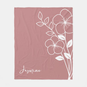 Couverture Polaire Fleur du mois de naissance, février Pink Nom du sc