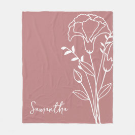 Couverture Polaire Fleur du mois de naissance, Janvier Rose Nom de ca
