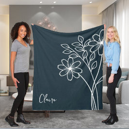 Couverture Polaire Fleur du mois de naissance, octobre Nom de calligr