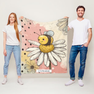 Couverture Polaire Fleur et abeille fantaisistes – Floral douillet (1
