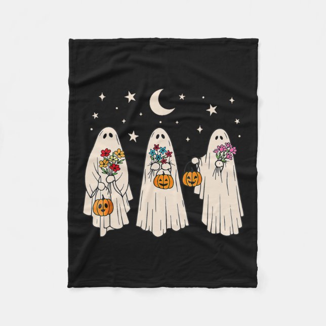 Couverture Polaire Fleur Fantôme Super Retro Halloween Costum (Devant)