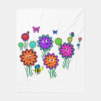 Couverture Polaire Fleur heureuse d'enfants