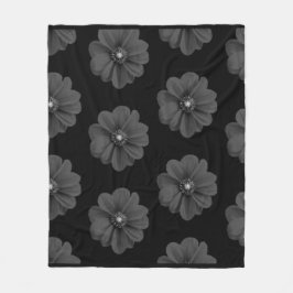 Couverture Polaire "Fleur illustrée en Motif gris-noir"