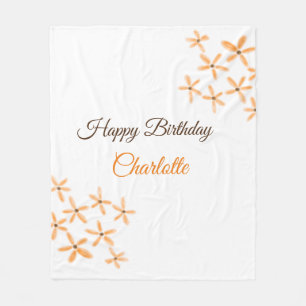 Couverture Polaire Fleur orange brune heureux anniversaire ajouter no