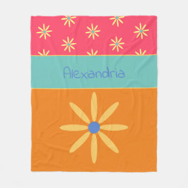 Couverture Polaire Fleur rétro de nom personnalisé