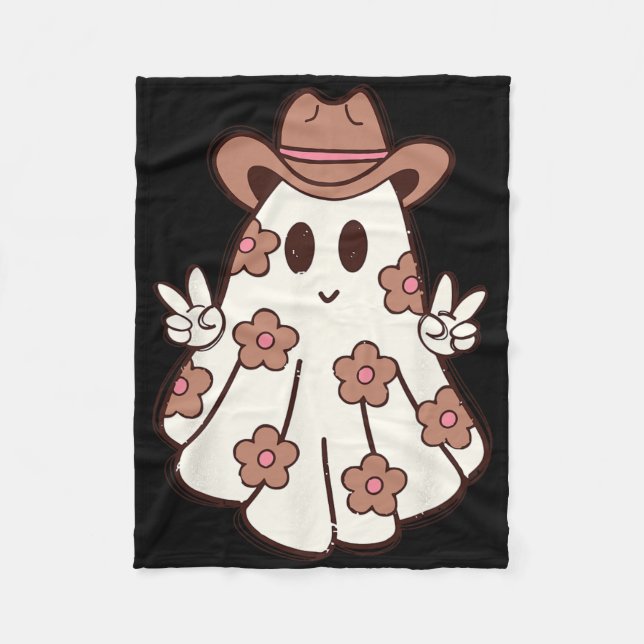 Couverture Polaire Fleur Retro Western Ghost Halloween Drôle Cowgirl (Devant)