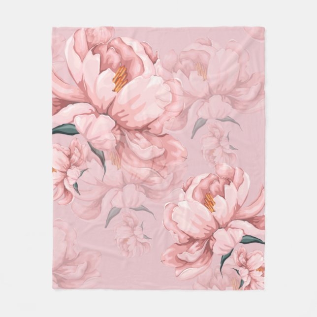 Couverture Polaire Fleur rose (Devant)