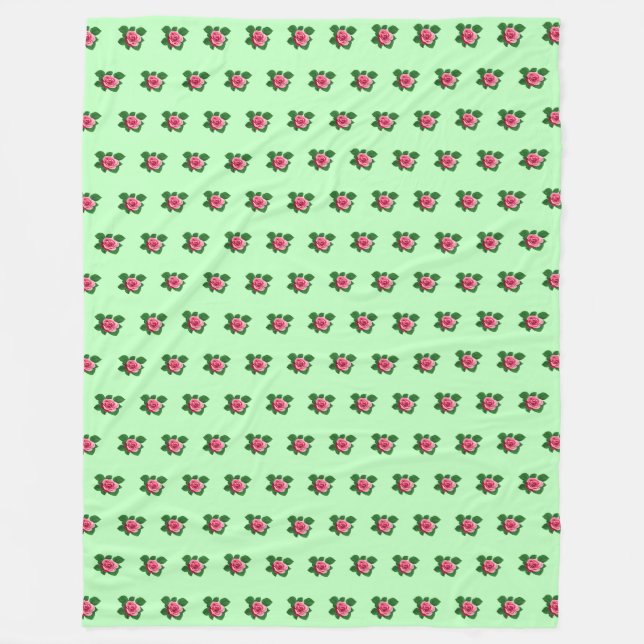 Couverture Polaire Fleur rose rose Motif sans couture sur vert clair (Devant)