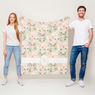 Couverture Polaire Fleur rustique rose à pois joli