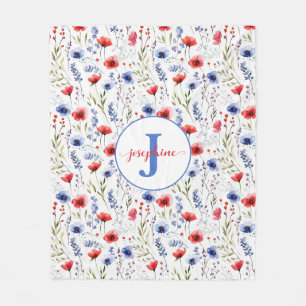Couverture polaire Fleur sauvage aquarelle personn