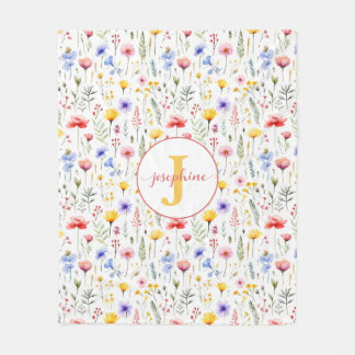 Couverture polaire Fleur sauvage aquarelle personn