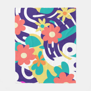 Couverture Polaire Fleur sauvage dynamique Y2K Gras Retro Printemps D
