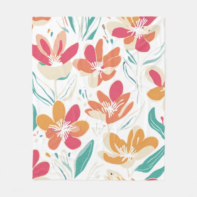 Couverture Polaire Fleur sauvage dynamique Y2K Gras Retro Printemps D (Devant)