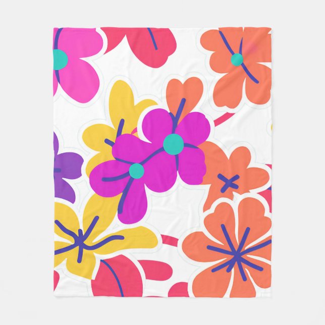 Couverture Polaire Fleur sauvage dynamique Y2K Gras Retro Printemps D (Devant)