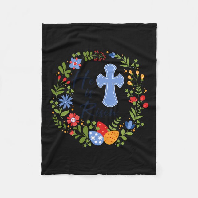 Couverture Polaire Fleur Wreath Il Est Ressuscité Jésus Christian Hap (Devant)
