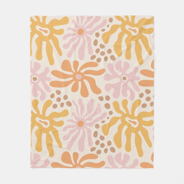 Couverture Polaire Fleurs abstraites rétro (Devant)