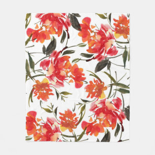 Couverture Polaire Fleurs aquarelles, motif sans couture dessinée à l