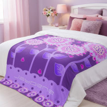 Fleurs avec cœurs en violet et rose