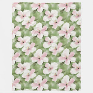 Couverture Polaire Fleurs blanches roses tropicales