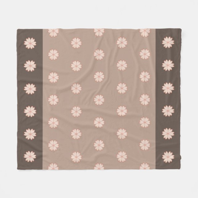 Couverture Polaire Fleurs cardiaques élégantes sur Brown & beige (Devant (Horizontal))