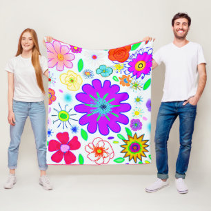Couverture Polaire Fleurs colorées Motif