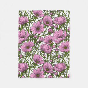 Couverture Polaire Fleurs Cosmos roses