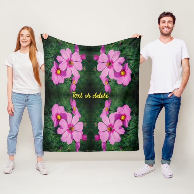 Couverture Polaire Fleurs Cosmos Roses Abstraites Personnalisées (En situation)