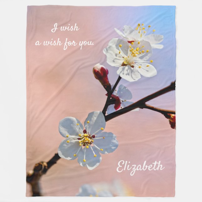 Couverture Polaire Fleurs d'abricot japonaises blanches classiques (Devant)