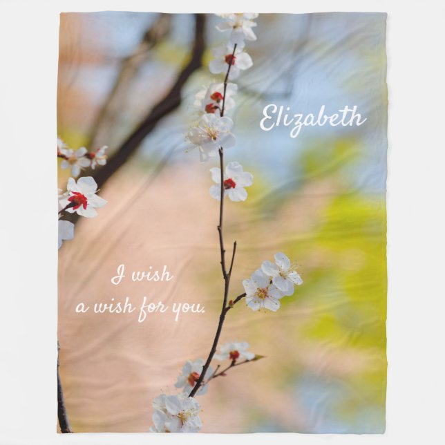 Couverture Polaire Fleurs d'abricot japonaises majestueuses (Devant)