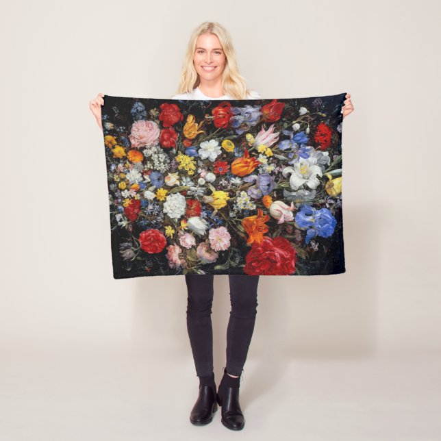 Couverture Polaire Fleurs dans le bateau en bois, Jan Brueghel l'Anci (En situation)