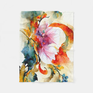 Couverture Polaire Fleurs d'aquarelle colorées