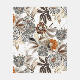 Couverture Polaire Fleurs d'art ethnique et feuille illustration moti