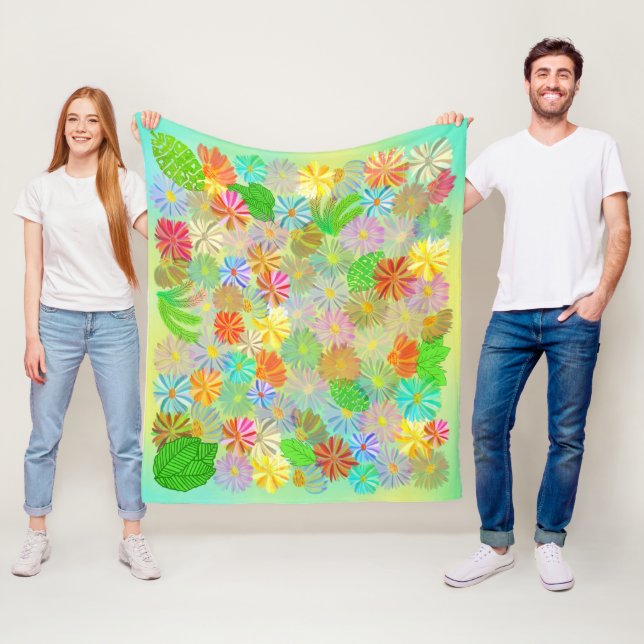 COUVERTURE POLAIRE FLEURS D'ASTER & CONE & COULEUR D'EAU TROPICALE FE (En situation)