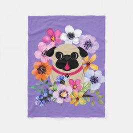 Couverture Polaire Fleurs de carlin de faon au printemps