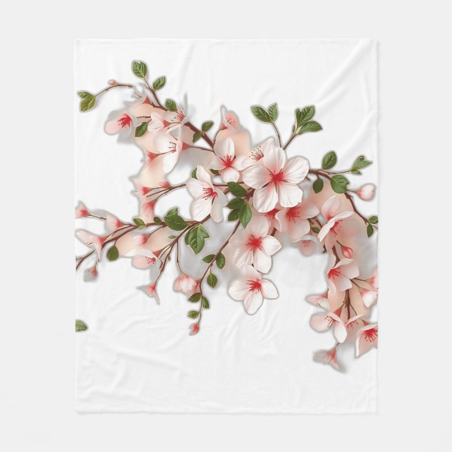 Couverture Polaire Fleurs de cerisiers Art Nouveau avec du lierre (Devant)