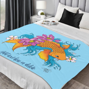Couverture Polaire Fleurs de cerisiers de Lotus Koi Fish