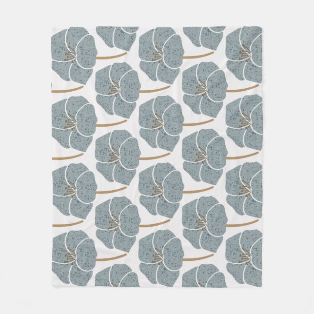 Couverture Polaire Fleurs de Géranium Bleu Motif romantique. (Devant)