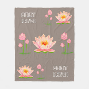 Couverture Polaire Fleurs de lotus roses sur fond beige chanceux
