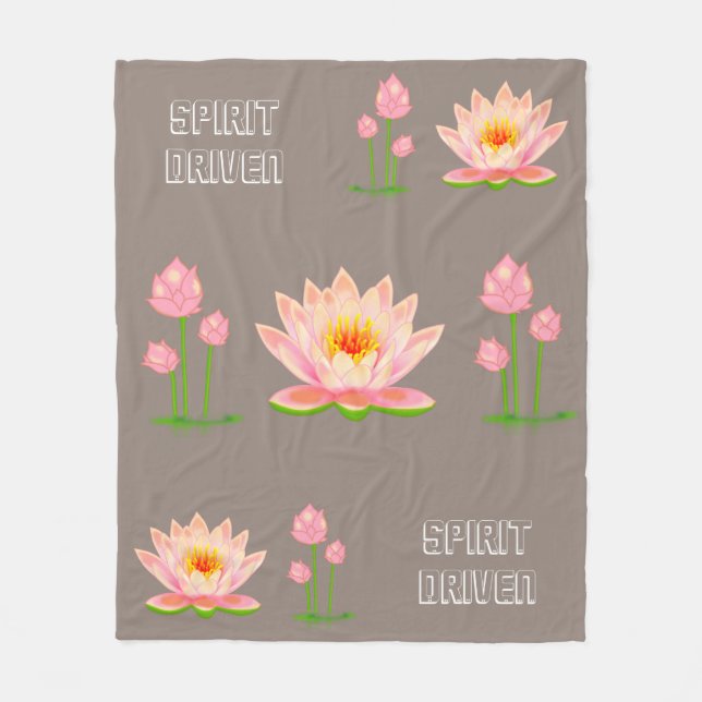 Couverture Polaire Fleurs de lotus roses sur fond beige chanceux (Devant)