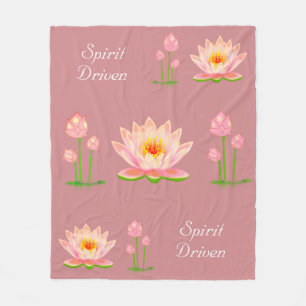 Couverture Polaire Fleurs de lotus roses sur fond couleur rose poussi