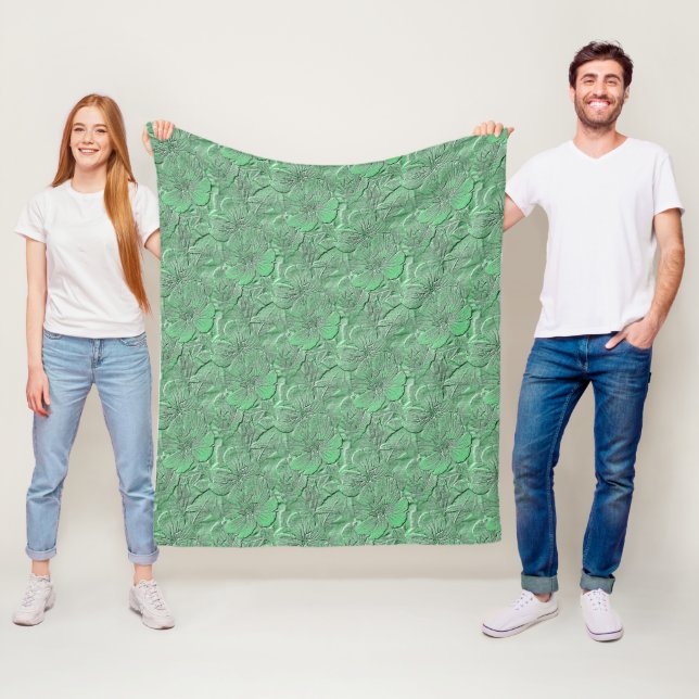 Couverture Polaire Fleurs de marguerite verte Motif d'art naturel (En situation)