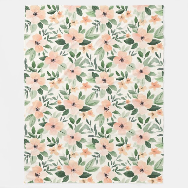 Couverture Polaire Fleurs de menthe pêche   (Devant)