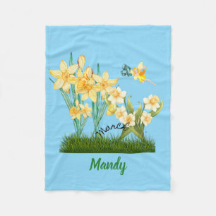 Couverture Polaire Fleurs de naissance Mar personnalisées et couvertu